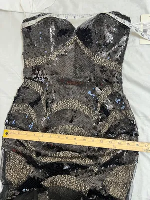 NWT Jovani Strapless Black Sequin Lace Tulle Mermaid Evening Dress Size 2 thumbnail 13