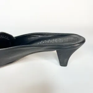 Franco Sarto Black Leather Kitten Heels Mules Shoes Women 7 thumbnail 10