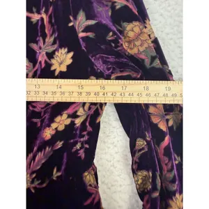 DEAR JOHN Dress Womens XS Purple Velvet Floral Shirt Dress Fairy Witchy‎ Boho thumbnail 6