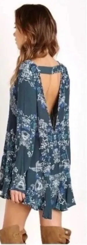 Free People "Smooth Talker" Tunic Swing Mini Dress Medium Boho Floral thumbnail 1