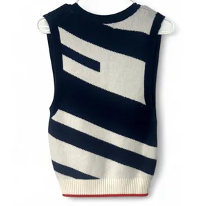 Anthropologie Maeve S V-Neck Sweater Vest Sleeveless Knit Red White Blue Women's thumbnail 4