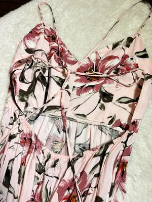 Forever 21 Pink Floral Strappy V Neck Maxi Dress Extra Small thumbnail 6