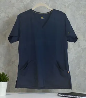 Carhartt Navy Blue V‎ Neck Force Scrub Top Short Sleeve Pockets Size S thumbnail 1