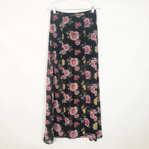 Dark Floral Sheer Maxi Skirt Samll Double Slit Romantic Dark Fairy Whimsigoth thumbnail 2