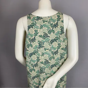 Handmade Shift Dress Leafy Pattern Print Sleeveless‎ Green Nature Midi Pockets thumbnail 6