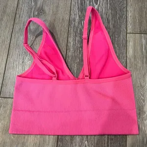 Garage Pink Ribbed Plunge Tank Top thumbnail 2