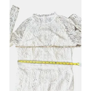 ASOS DESIGN White Lace Midi Dress Long Sleeve High Neck Pencil EU44 US12 RUSH thumbnail 5