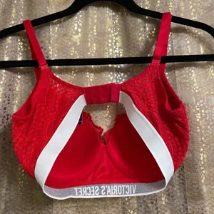Victorias Secret Bright Red Lace T Shirt Push Up Bra Full Coverage Bra 32DD thumbnail 2