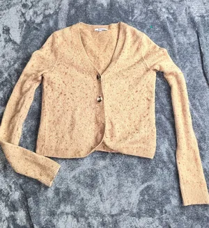 Madewell Knit Cardigan XS Tan Button Front Cropped Sweater thumbnail 1