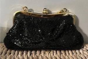 Ardeen small sequin black and gold chain clutch bag‎ EUC sparkly thumbnail 1