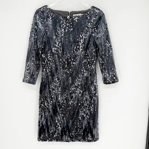 Eliza J Velvet Sequin Sheath Mini Dress Women's Size 10 Gray Cocktail‎ Party thumbnail 3