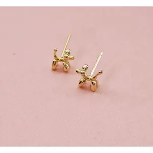 NEW Dainty Unisex Gold‎ Plated Sterling Balloon Dog Earrings, 0.7 x 0.7cm thumbnail 7