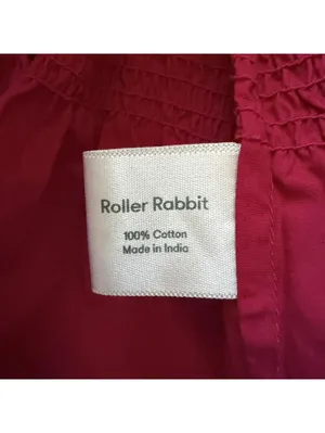 Roller Rabbit Dove Smocked Bodice Ruffle Cap Sleeve Square Neck Peplum Hem Top S thumbnail 8