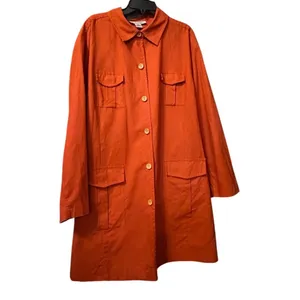 Vintage 90s Silhouettes 3X Linen Cotton Utility Trench Shacket Lagenlook Coat thumbnail 2