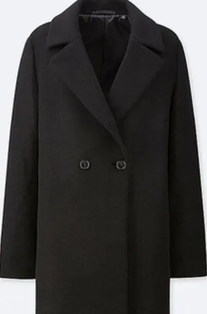 Uniqlo NWT new black wool blend tailored coat medium thumbnail 1