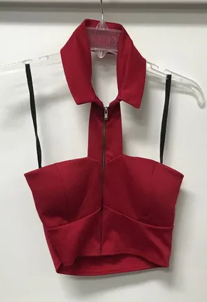 😀 NWOT B Envied Red Cut Out Crop Top Made in USA thumbnail 1