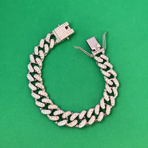 Titanium Steel Link Chain Bracelet for Men Women,CZ Cubic Zirconia Punk Hip Hop Bracelet thumbnail 6