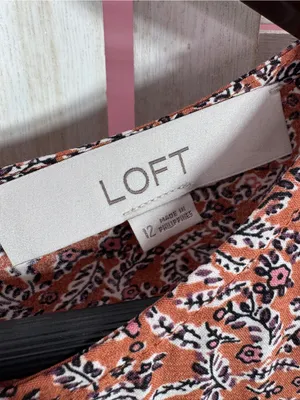 Loft Ditsy Floral Print Tiered‎ Babydoll Dress Rust Orange 12 Boho Cottagecore thumbnail 10