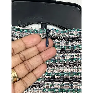 Ann Taylor Factory Women's Peplum Top Multicolor Tweed Knit Short Sleeve - Med thumbnail 5