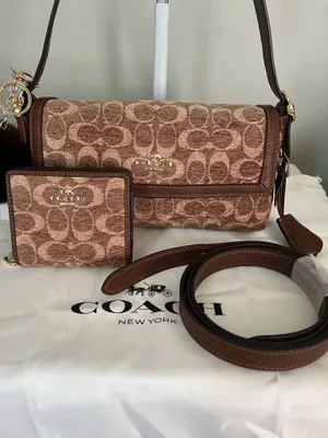 Coach Etta Small Flap Shoulder Bag In Signature Chenille With Matching Wallet thumbnail 2