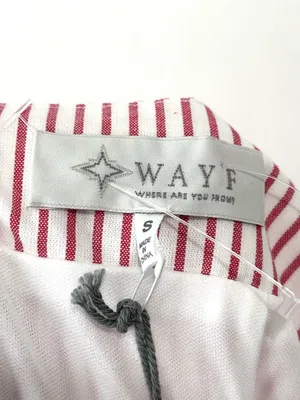 WAYF Drop Waist Midi Dress Red White NWT Small thumbnail 4
