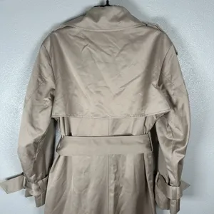 NEW H&M Trench Coat Womens XS Beige Khaki Double Breasted Belted Long $139MSRP thumbnail 8