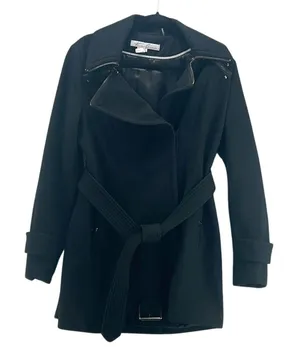 Kenneth Cole Womans Wool Trench Coat Size 10 Grunge Zip Accent‎ Modern Warm Cozy thumbnail 1