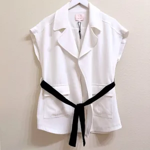 Cinq a Sept White‎ Sleeveless Blazer Womens Small Vest Utility Pocket Jacket thumbnail 10