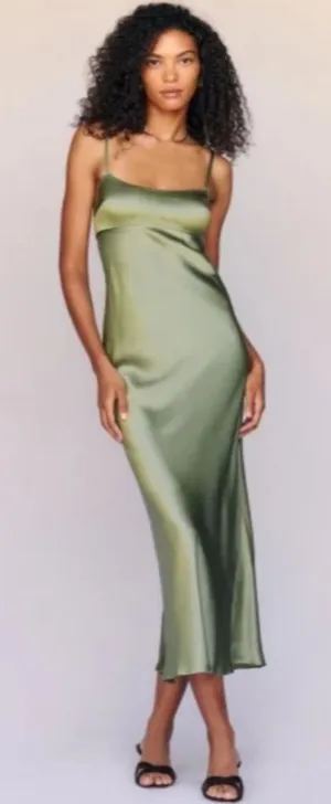 Reformation Kailyn Silk Dress in Artichoke 12 thumbnail 1