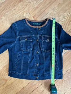 Lauren Ralph Lauren denim leather Collar-Trim Jacket thumbnail 8