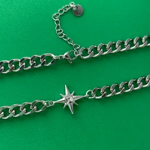 Link Chain Star Necklace for Men Women Streetwear Hip Hop Unisex Necklace thumbnail 2