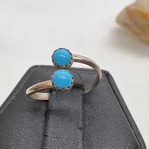 Sterling Silver Kingman Turquoise Adjustable Bypass Ring Size 5.5 0.83g thumbnail 3