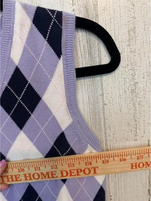 Brooks Brothers 346 Womens Small Purple Argyle V-Neck Vest thumbnail 4