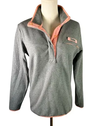 Columbia PGF Womens‎ Gray Fleece Pullover Coral Trim Fishing Gear Mock Neck thumbnail 1