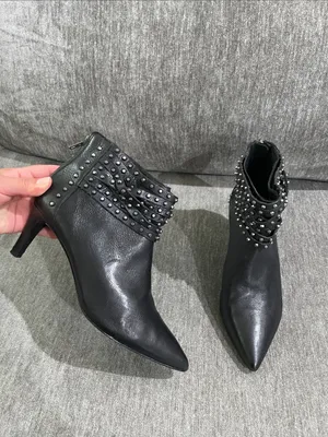 Ash Dangerous Studded Leather Ankle Booties Size 39 thumbnail 3
