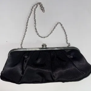 Chic Black Evening Clutch with Silver Accents thumbnail 3