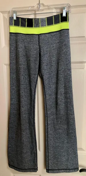 Lululemon Groove Pants, Size 4, Heathered Gray And Yellow thumbnail 1