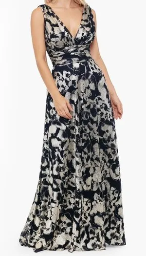 Betsy & Adam - Foil Print Sleeveless Mesh Gown‎ thumbnail 1