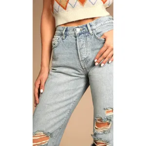 FREE PEOPLE Women's Jeans Boyfriend Distressed Button Fly Blue Acid Wash Size 30 thumbnail 3