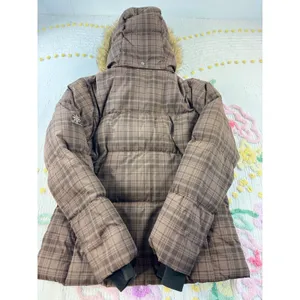 Columbia Womens Brown Plaid‎ Down Puffer Jacket Faux Fur Hood Size M thumbnail 10