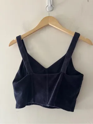 Aerie Offline‎ Navy Blue Corduroy Velvet Corset Tank Top thumbnail 3