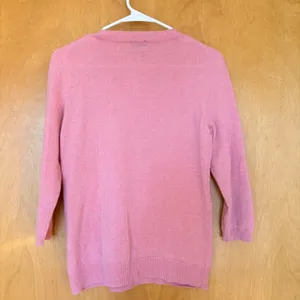 Talbots Cashmere Sweater Womens Medium Pink 3/4 Sleeve Crewneck‎ Pullover thumbnail 2