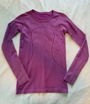 Lululemon Swiftly Tech Long Sleeve Shirt Purple Stripe thumbnail 1
