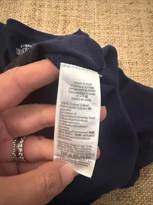 JCrew Factory Collectors Tee Navy Blue Embroidered Cherry Print Small thumbnail 5