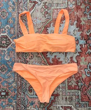 Zaful Orange Seamless Square Neck Bandeau Cheeky Bikini thumbnail 1