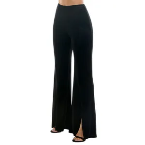 NWT Alex & Sophia Juniors High Rise Front Slit Wide Leg Velvet Pants Black S thumbnail 3