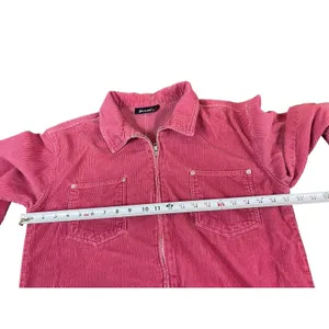 VTG Denim & Co Pink Corduroy Jacket Shacket S Zip Front Utility Workwear thumbnail 6