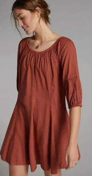 Daily Practice‎ by Anthropologie Boho Mollie Mini Dress Cocoa Powder Size Medium thumbnail 1