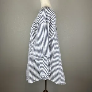 We the Free People One‎ Of the Boys Striped Tunic Top Shirt Size M Button Cotton thumbnail 5