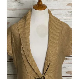 Lauren Ralph Lauren tan linen/cotton shawl collar toggle cardigan sweater Medium thumbnail 7